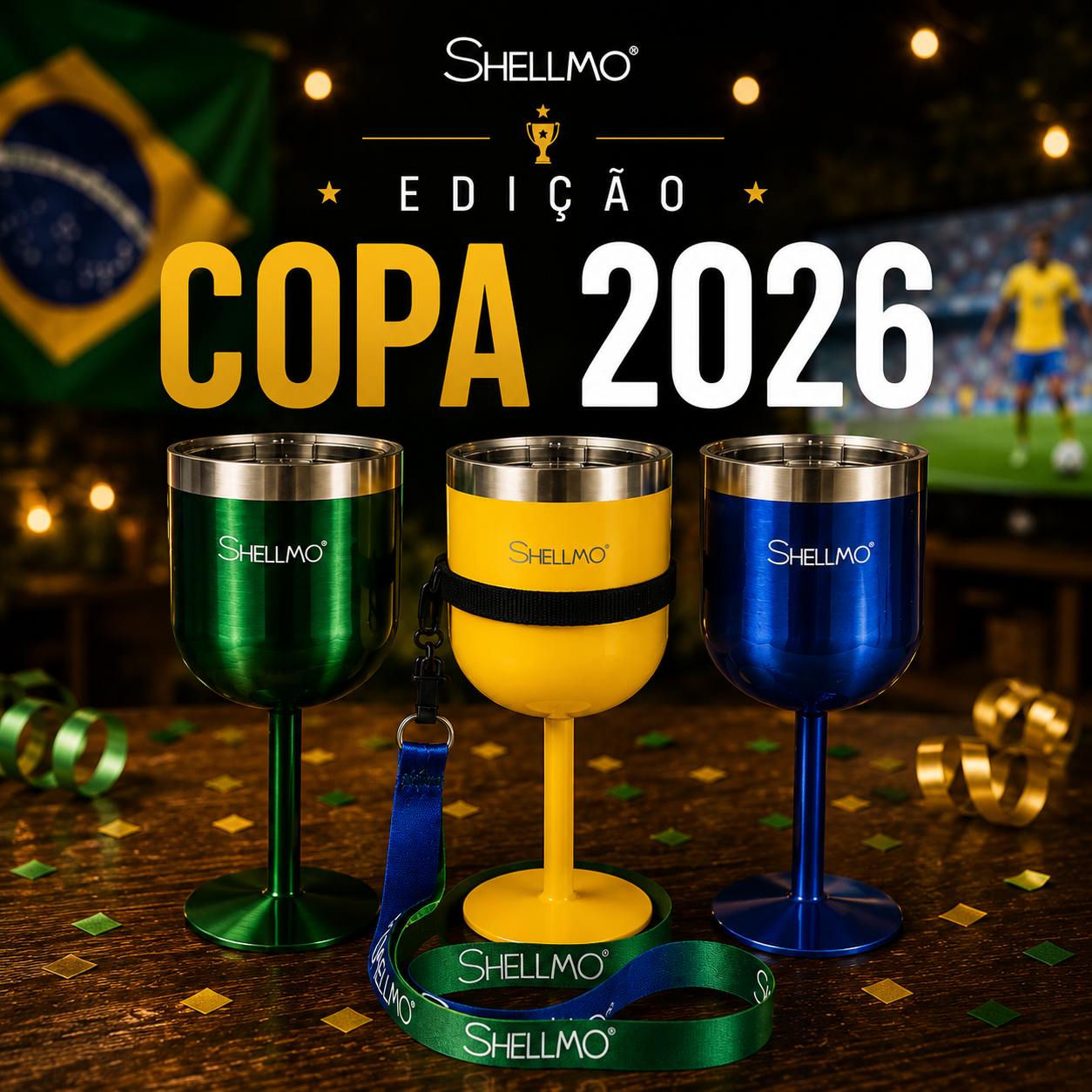 Edição Copa 26- Taça Térmica com Tampa para Gin - 530ML