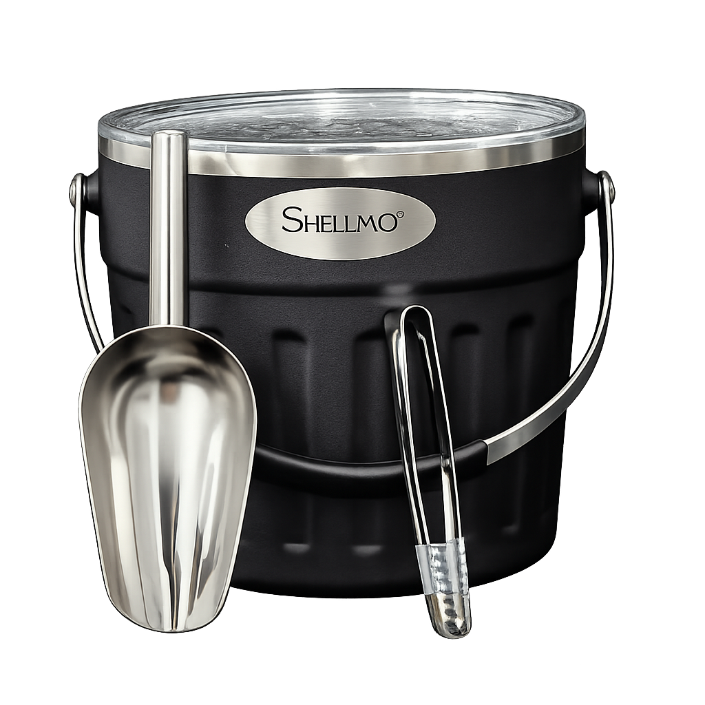 Kit Balde de Gelo Coller Tank + Kit 3 Taça Térmica Cocktail com Tampa – 530 ml